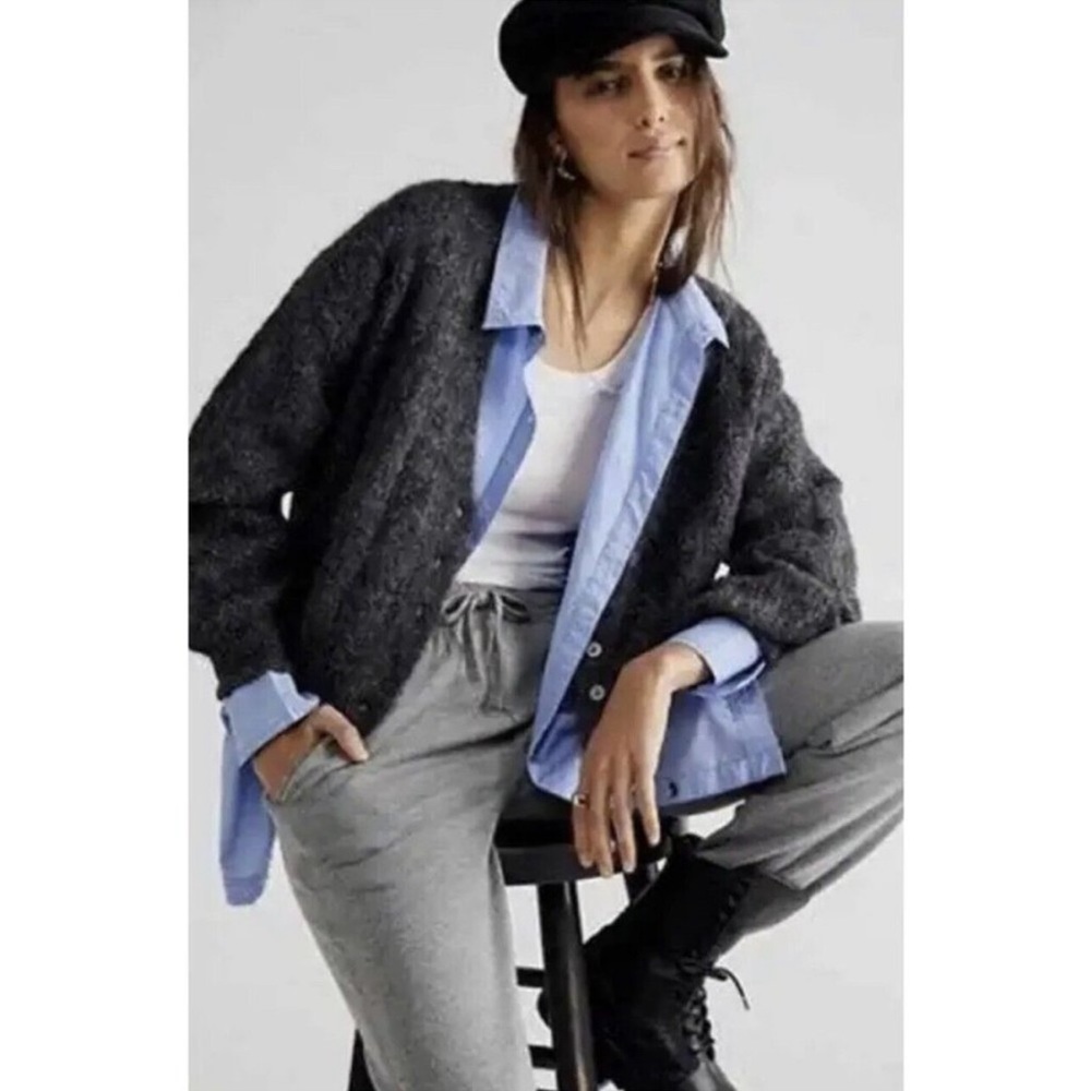 Free People Amelia Alpaca Pointelle Cardigan size Large NWT